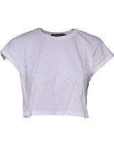 Dolce & Gabbana White Cotton Crew Neck Cropped Top T-shirt